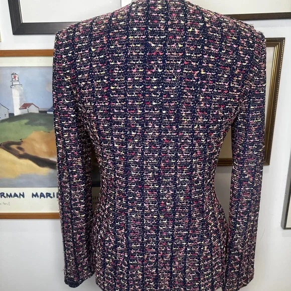 St. John Blue and Pink Tweed Blazer - Picture 6 of 13